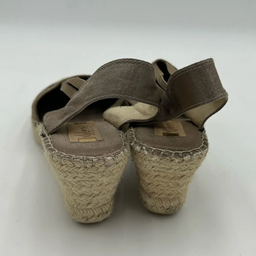 VIDORRETA Corvara Beige Ruffle Mid Wedge Espadrilles